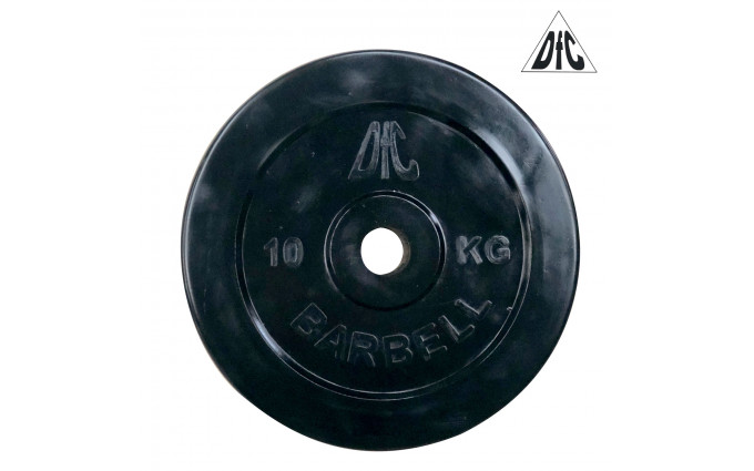Диск обрезиненный DFC, чёрный 31мм, 10кг. Диск обрезиненный DFC, чёрный 31мм, 10кг.